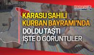 Karasu sahilinde bayram yoğunluğu