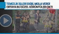 Temizlik işleri ekibi parkta mola verdi, ortaya bu güzel görüntüler çıktı