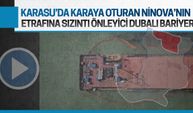 Karasu’da karaya oturan Ninova gemisinin etrafına yüzer güvenlik bariyeri
