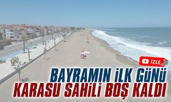 Karasu sahili yasak nedeniyle bayramın ilk günü boş kaldı