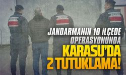 Jandarmanın 10 ilçede operasyonunda Karasu’da 2 tutuklama