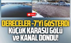 Karasu’da göl ve ilçe merkezinden geçen kanal dondu