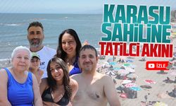 Karasu sahilinde tatilci yoğunluğu
