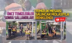 Karasu Belediyesi temizlik personeli, yoğun mesaiye kısa bir mola verdi