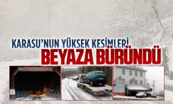 Karasu’nun yüksek kesimleri beyaza büründü