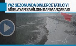 Karla kaplı Karasu sahilinden kartpostallık görüntüler