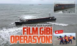 Karasu’da karaya oturan gemi personeli böyle kurtarıldı