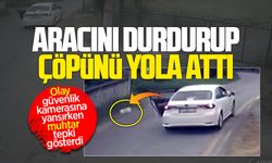 Karapınar Mahallesi'nde aracını durdurup çöpünü yola attı