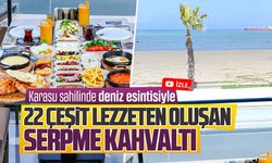 Karasu sahilinde denize sıfır serpme kahvaltı