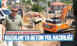 Kuzuluk'ta beton yol hazırlığı