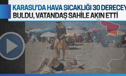 Karasu’da hava sıcaklığı 30 dereceyi buldu, vatandaş sahile akın etti