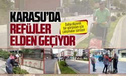 Karasu Belediyesi Park ve Bahçeler Müdürlüğü’nden refüj yenileme çalışması