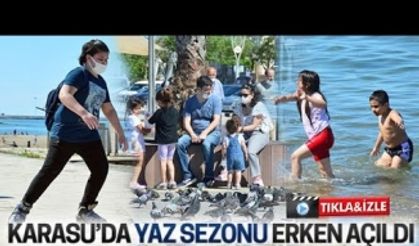 Karasu sahilinde yazı aratmayan görüntüler