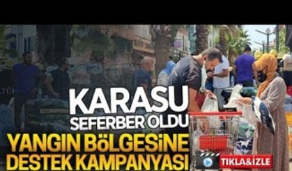 Karasu’dan yangın bölgesine destek