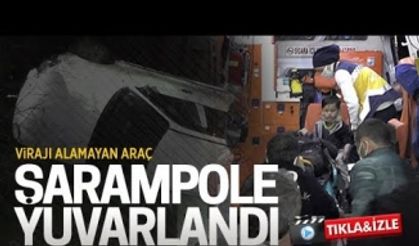 Virajı alamayan araç şarampole yuvarlandı: 2 yaralı!