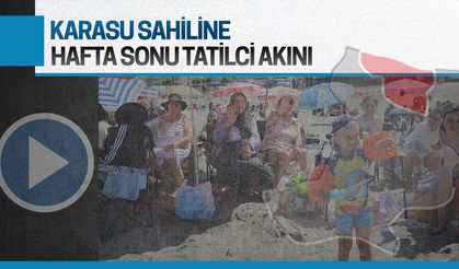 Karasu sahilinde tatilci yoğunluğu