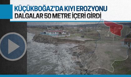 Karasu’da dalgalar, yerleşim yerine 50 metre yaklaştı