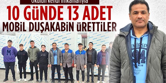 Meslek lisesinden deprem bölgesine mobil duşakabin