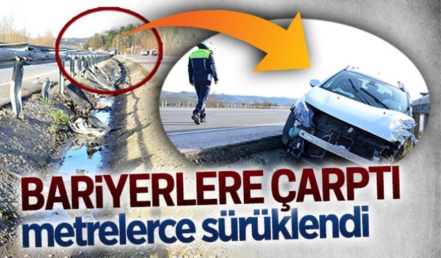 Bariyerlere çarptı, 200 metre sürüklendi