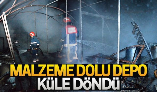 Malzeme dolu depo küle döndü