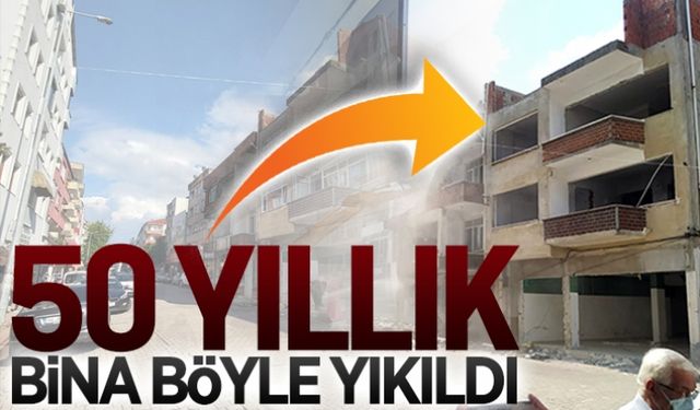 50 yıllık bina böyle yıkıldı