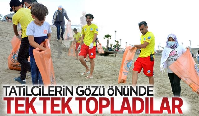 Tatilcilerin gözü önünde topladılar