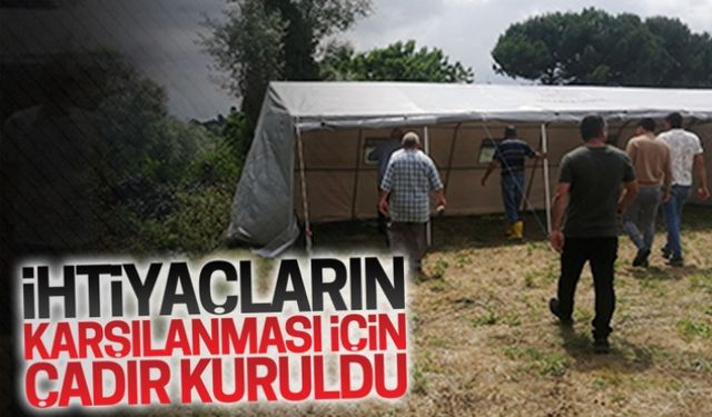 İhtiyaçların karşılanması için çadır kuruldu