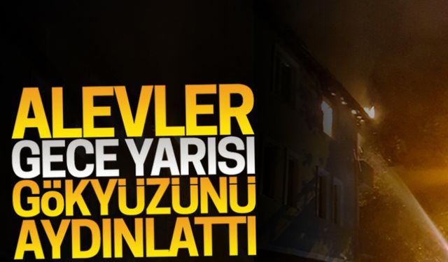 Alevler, gece yarısı gökyüzünü aydınlattı