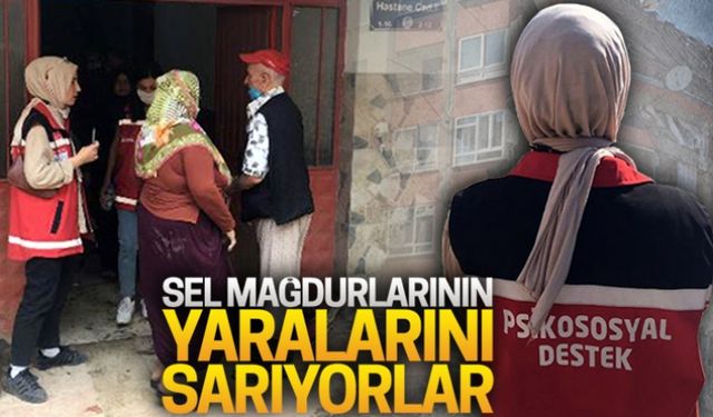 Sel mağdurlarının yaralarını sarıyorlar