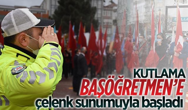 Kutlama, Başöğretmen’e çelenk sunumuyla başladı