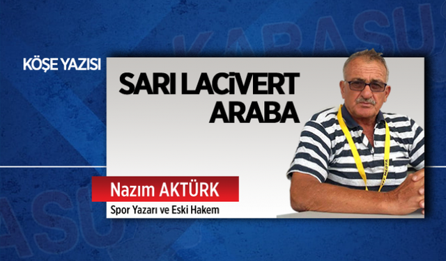 Sarı lacivert araba