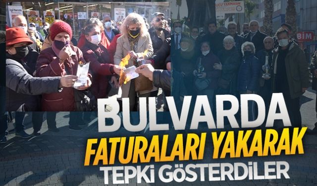 Fatura yakarak zamlara tepki gösterdiler