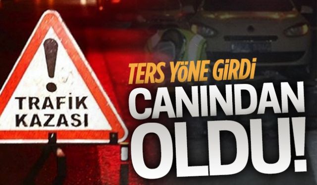 Ters yöne girdi, canından oldu