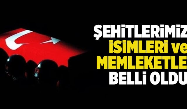 Şehitlerimizin isim ve memleketleri belli oldu