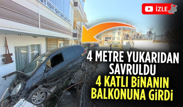 Yoldan çıkan otomobil, evin balkonuna girdi