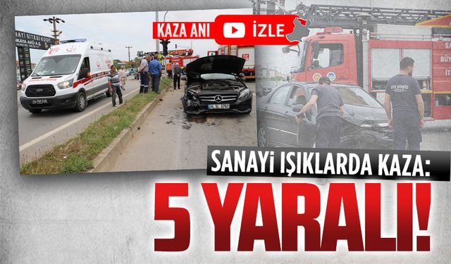 Karasu sanayi sitesi ışıklarında kaza: 5 yaralı!