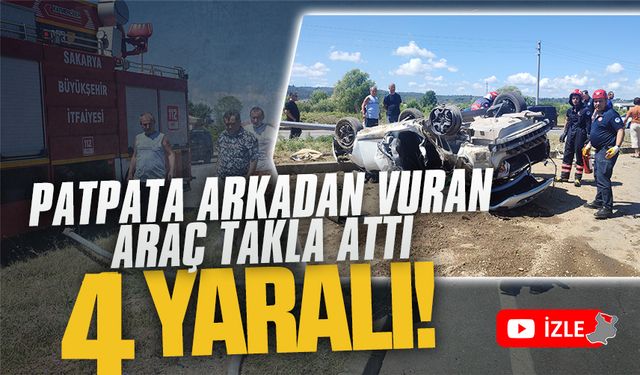 Patpata çarpmamak için takla attı: 4 yaralı!