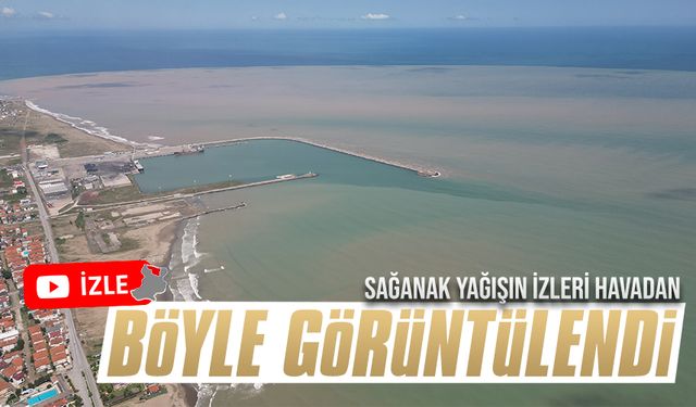 Sakarya Nehri'nin getirdiği kirlilik havadan böyle görüntülendi