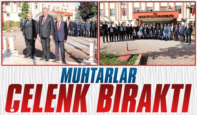 Karasulu muhtarlar çelenk bıraktı