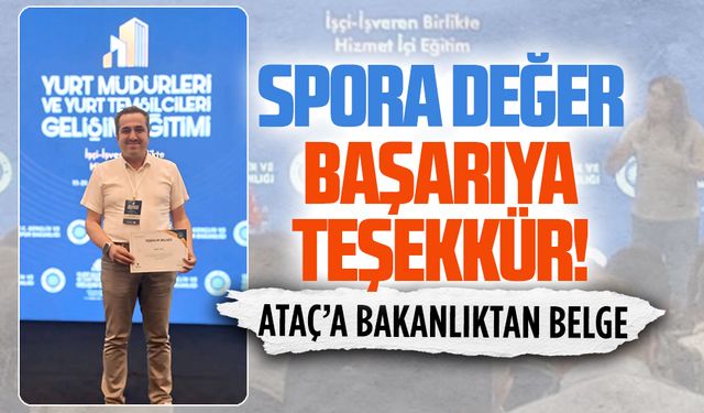 Kemal Ataç’a bakanlıktan teşekkür belgesi