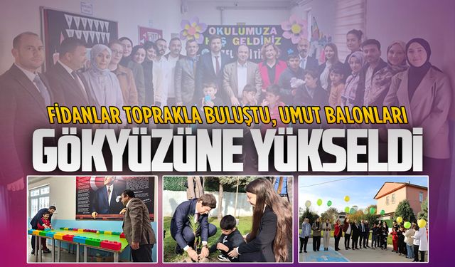 Kaymakam Arslan ve Müdür Enşici, özel öğrencilerle fidan dikti