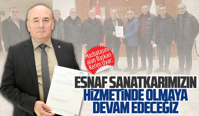 Şoförler ve Otomobilciler Esnaf Odası Başkanı Kerim Uyar mazbatasını aldı