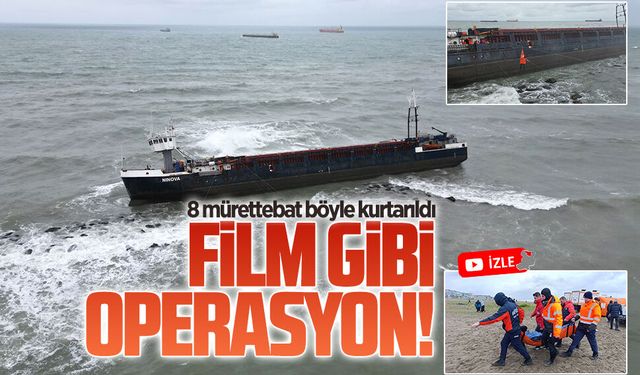 Karasu’da karaya oturan gemi personeli böyle kurtarıldı