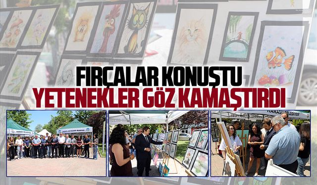 Atatürk Anadolu Lisesi resim sergisinde eserler göz kamaştırdı