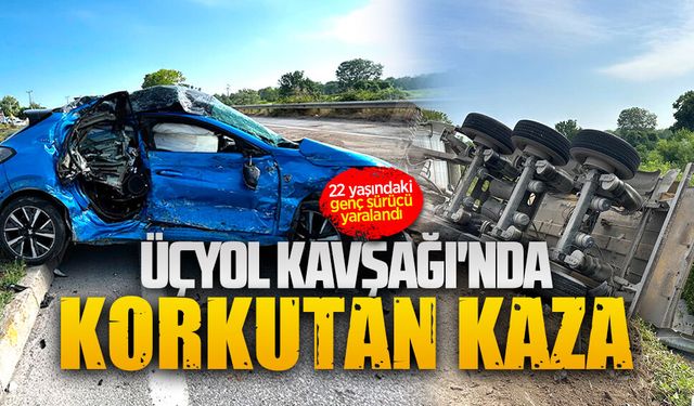 Üçyol Kavşağı'nda korkutan kaza: 1 yaralı