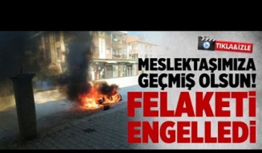 Gazetecinin motosikleti yandı