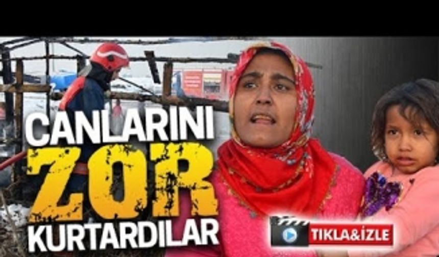 Yanan barakadan canlarını zor kurtardılar