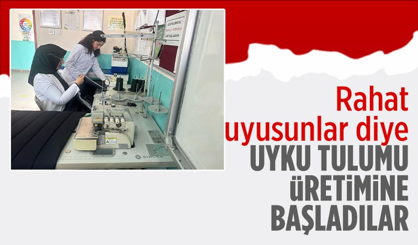 Karadeniz MTAL depremzedeler için uyku tulumu dikimine başladı