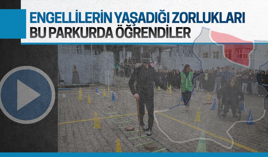 Karasu'da kurulan engelli parkurunda ter döktüler