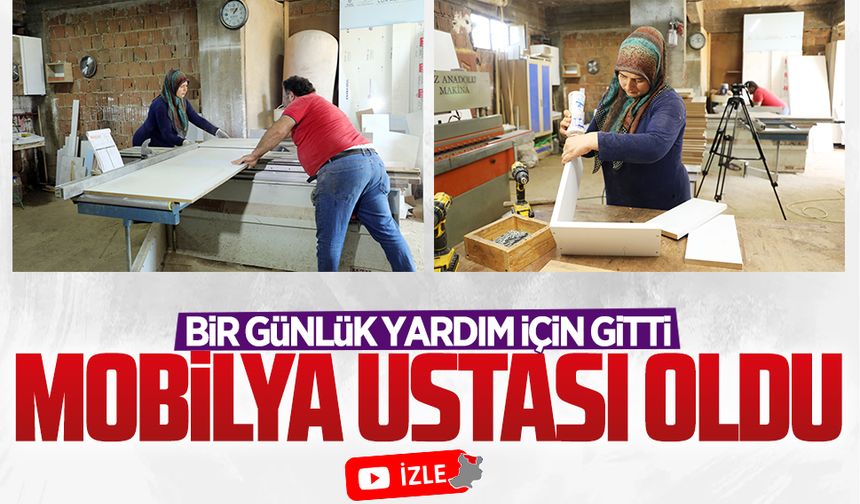 Eşine yardım için gittiği atölyede mobilya ustası oldu